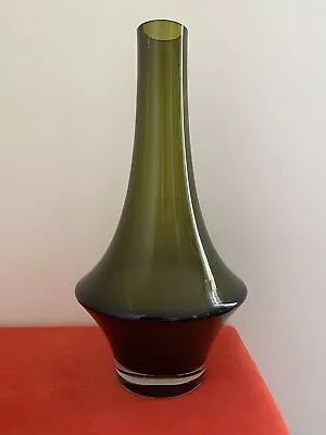 Buy Riihimaki Cased Glass Vase By Erkkitapio Siiroinen In Olive Green 28cm • 22£
