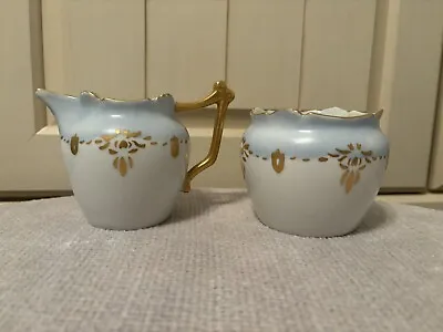 Buy Vintage Set Limoges Gold And Blue Creamer Sugar Bowl • 20.86£