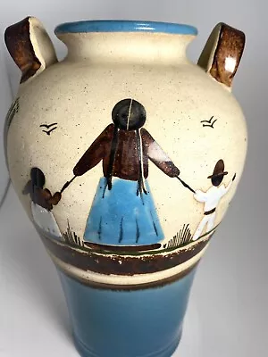 Buy Vintage Tonala Mexican Folk Art Pottery Vase Hand Painted Large Cactus 12.5” • 31.77£