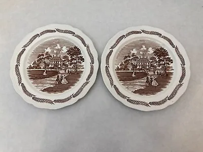 Buy Set Of (2) - J & G Meakin - Colonial - Staffordshire - 10” Dinner Plate - Brown • 17.78£