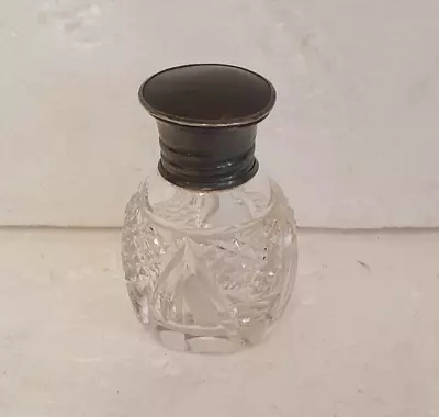 Buy Antique  Cut Glass Perfume Bottle With Sterling Silver Lid • 19.95£
