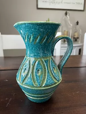 Buy MCM Bitossi Era Raymor Sgraffito Italian Pottery Teal Pitcher Vase *Read* • 41.49£