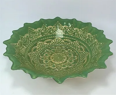Buy Efe Green Glass Turkish Handmade Decorative Bowl Dish 22cm • 9.99£