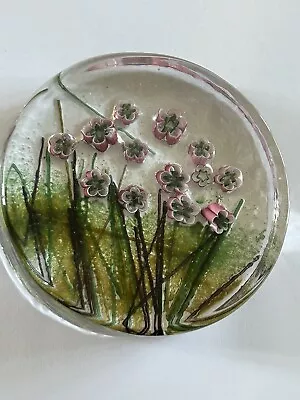 Buy Isle Of Wight Timothy Harris Miniature Garden Wild Rose Pink Glass Paperweight • 12.99£