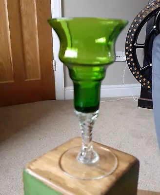 Buy Vintage Green Glass Candle Holder • 8£