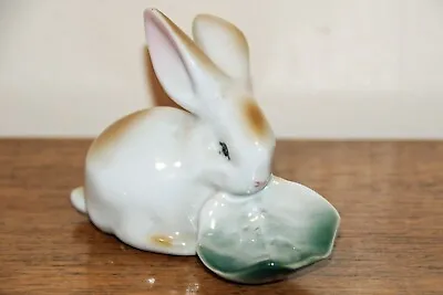 Buy Zsolnay Pecs Hungary Porcelain Rabbit Sitting With Leaf 7 Cms High • 5£