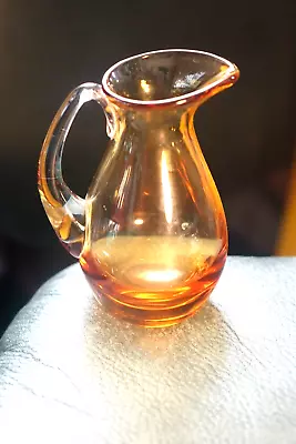 Buy Vintage Whitefriars  Amber Small Glass Cream Jug 4 Inches • 3.99£