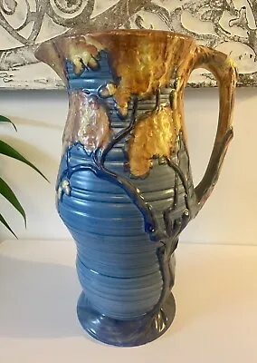 Buy Extra Large 35cm Carlton Ware Art Deco Jug Vase Blue Night Oak  C. 1930  ENGLAND • 140£