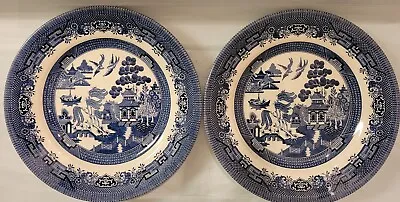 Buy 2 Queens By Churchill Blue Willow 8  Salad Plates Made In England • 24.32£