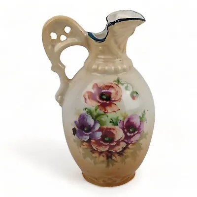 Buy Antique Austrian Ceramic Vase Hand Painted W Colorful Roses • 47.14£