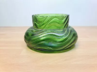 Buy Bohemian Green Iridescent Glass Vase Bowl Art Nuevo  • 39.99£