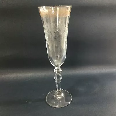 Buy Champagne Flute Vintage Glasses Gilded And Etched Single Glass • 25.99£