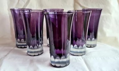 Buy Amethyst Purple Crystal Frosted Cut To Clear Double Shot Vodka Glasses SET 6 • 57.86£