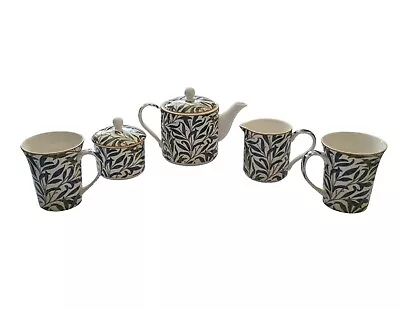 Buy 5 Piece Set Of Boxed William Morris Willow Bough Teapot Jug Bowl Mugs Green Leaf • 49.99£