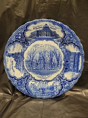 Buy Rare Antique English Flow Blue Souvenir Of Yale Old Brick Row 9” 1890 #3915 • 30.40£