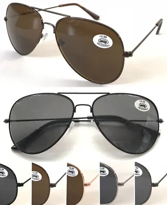 Buy SL3025B Metal AVAT Double Bridge Bifocal Sunglasses Stylish Pilot Shape Specs • 7.99£