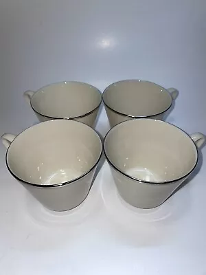 Buy Set Of 4 Lenox Rapture Tea Cup Only MADE IN U.S.A. Cream & Silver Rim 22-253 • 21.52£