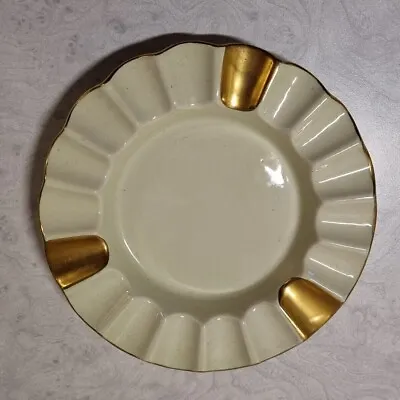 Buy Vintage Carlton Ware Round Ashtray In Pale Green And Gilt. 14cm Diameter • 28£