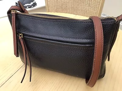 Buy Fossil Gemma Black Textured Leather Top Zipped Small Crossbody • 19.95£