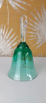 Buy Vintage Green Glass Bell With Spiral Effect Handle 17cms • 8.50£