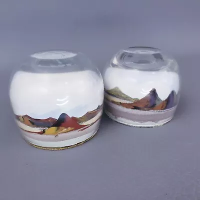 Buy Vintage Glass Paperweight Hand Made Painted Desert Sand Art Arizona Lot Of 2 • 17.07£