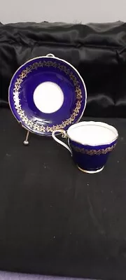 Buy Aynsley Demitasse Cup And Saucer Cobalt Blue And Gold C848 • 33.62£