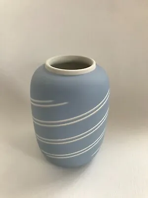 Buy Wedgwood Blue Jasperware Stripe Pattern Large Vase In Excellent Condition • 49.99£