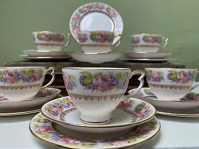Buy Vintage Pink Roses 18 Piece Part English Bone China Tea Set Cups Saucers Plate • 23.99£