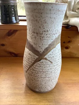 Buy Studio Pottery Large Funnel Shaped Vase With Artists Mark 9” X 4” • 1.50£
