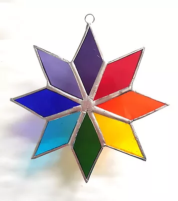 Buy Rainbow Star Stained Glass Suncatcher Chakra Window Hanging Home Decor Gift • 19.95£