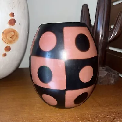 Buy Peruvian Pottery Geometric Vase Circles Squares Peru Signed 6” High X 4.75” Wide • 15£