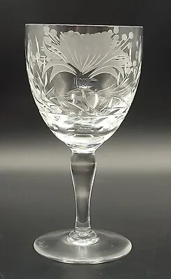 Buy ROYAL BRIERLEY HONEYSUCKLE PATTERN 5⅞  15cm ETCHED WINE GLASS VGC SIGNED  • 50£
