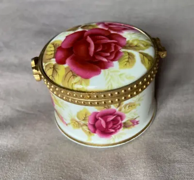 Buy Fenton China Company English Bone China ROSE Floral RUBY WEDDING Trinket BOX • 4.99£