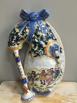 Buy Antique/vintage Vinchy French Faience Bagpipes Wall Pocket~hand Painted~signed • 35£
