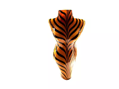 Buy Murano Style Brown And Black Tiger Stripe Female Torso Glass Vase 13.5in High • 65£