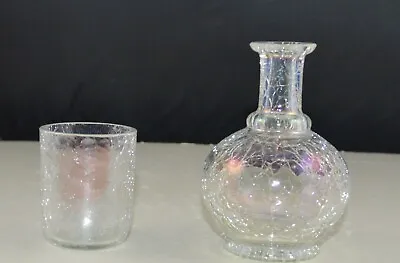 Buy Miniature Crackle Glass Carafe And Glass • 13.75£