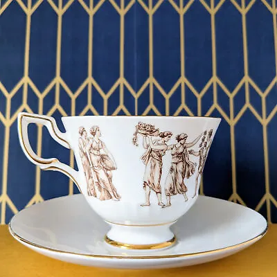 Buy Royal Tuscan Fine Bone China Teacup And Saucer In Greek Roman Pattern • 7.59£