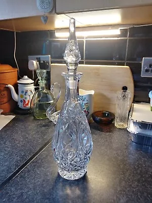 Buy Cut Crystal Glass Heavy Vintage Decanter Bottle Beautiful • 20£