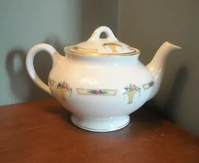 Buy Antique Buffalo China Teapot Flower Baskets Gold Trim • 17.29£
