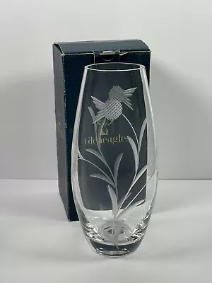Buy Gleneagles Crystal Cut Clear Glass Barrel Vase 20.5cm Thistle Etch Design Boxed • 19.99£