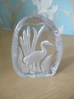 Buy Stunning Art Glass Intaglio British Wildlife Heron Design  Paperweight - Vgc • 4.95£