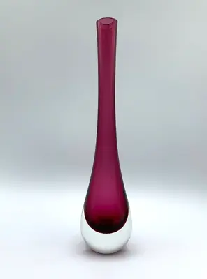 Buy Vintage Pilgrim Cranberry Cased Art Glass Sommerso Style Bud Vase Hand Blown 11  • 35.63£