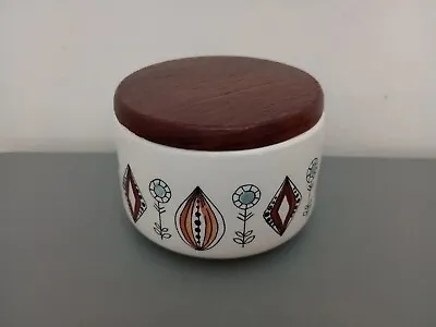 Buy Rare Retro Mid-Century 1960s Scandi Egersund Norway Kongo Teak Lid Ceramic Pot  • 22£
