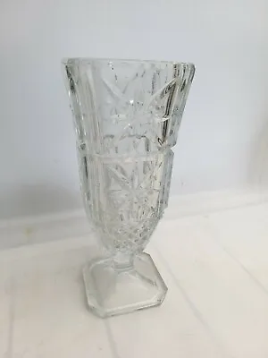 Buy Heavy Quality Vintage Retro Square Shaped Cut Glass Flower Vase Sunburst Design • 12.99£