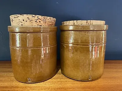 Buy X2 PEARSONS OF CHESTERFIELD Vintage Stoneware 2lb Storage Jar Cork Lid • 20£