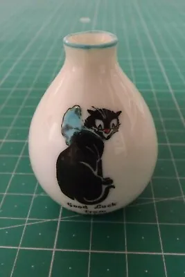 Buy Lucky Black Cat Willow Art Crested China Vase Good Luck From Ambleside C53 • 4.99£