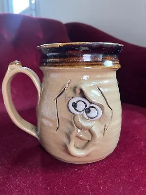 Buy Vintage Pretty Ugly Pottery Mug Made In Wales Brown 3D Face Glazed Stoneware • 5.99£