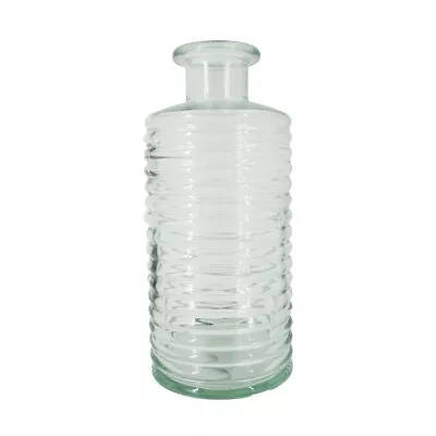 Buy Horizontal Ribbed Bottle Clear Glass Flower Vase Jar Home Decoration Ornament (2 • 7.99£