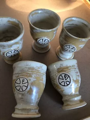 Buy 5 Pottery Wine Goblets With Christian Chi-rho Motif • 5£