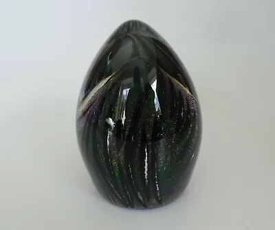 Buy Okra/Dean Hopkins Black Striped Iridescent Domed Paperweight - 3 (>7.5cms) • 47.50£